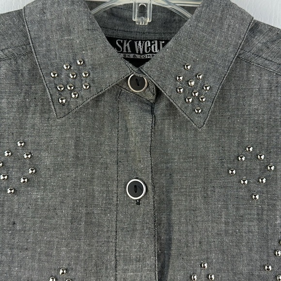 Vintage SK Wear Western Studded Button Down Shirt, M - Picture 4 of 7